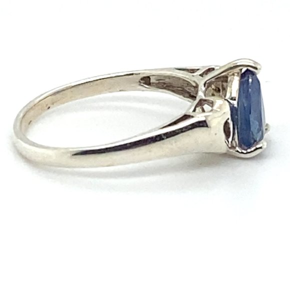 Blue Sapphire 1.13ct Platinum Finish Solid 925 Sterling Silver Ring - Picture 5 of 7